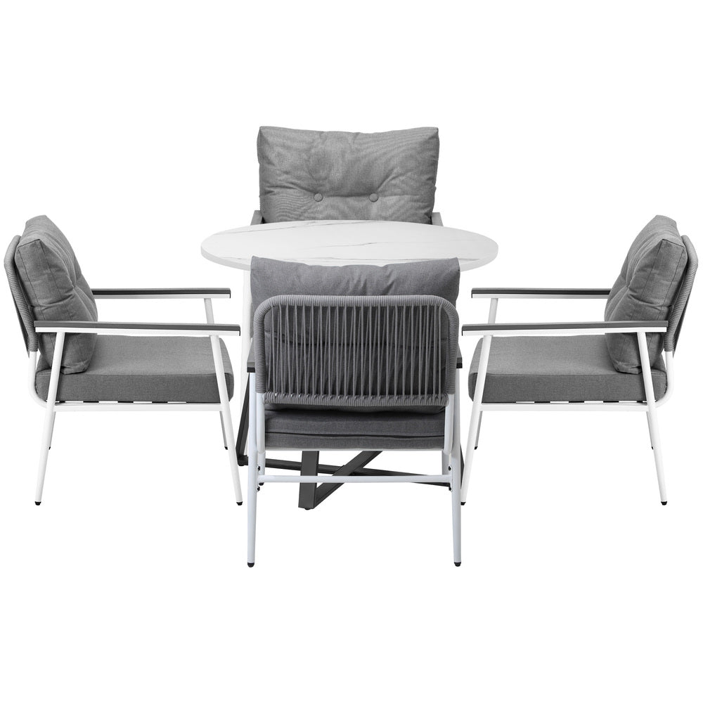 Livsip Outdoor Dining Set 4 Seater Marble Table-Outdoor Dining Set-PEROZ Accessories