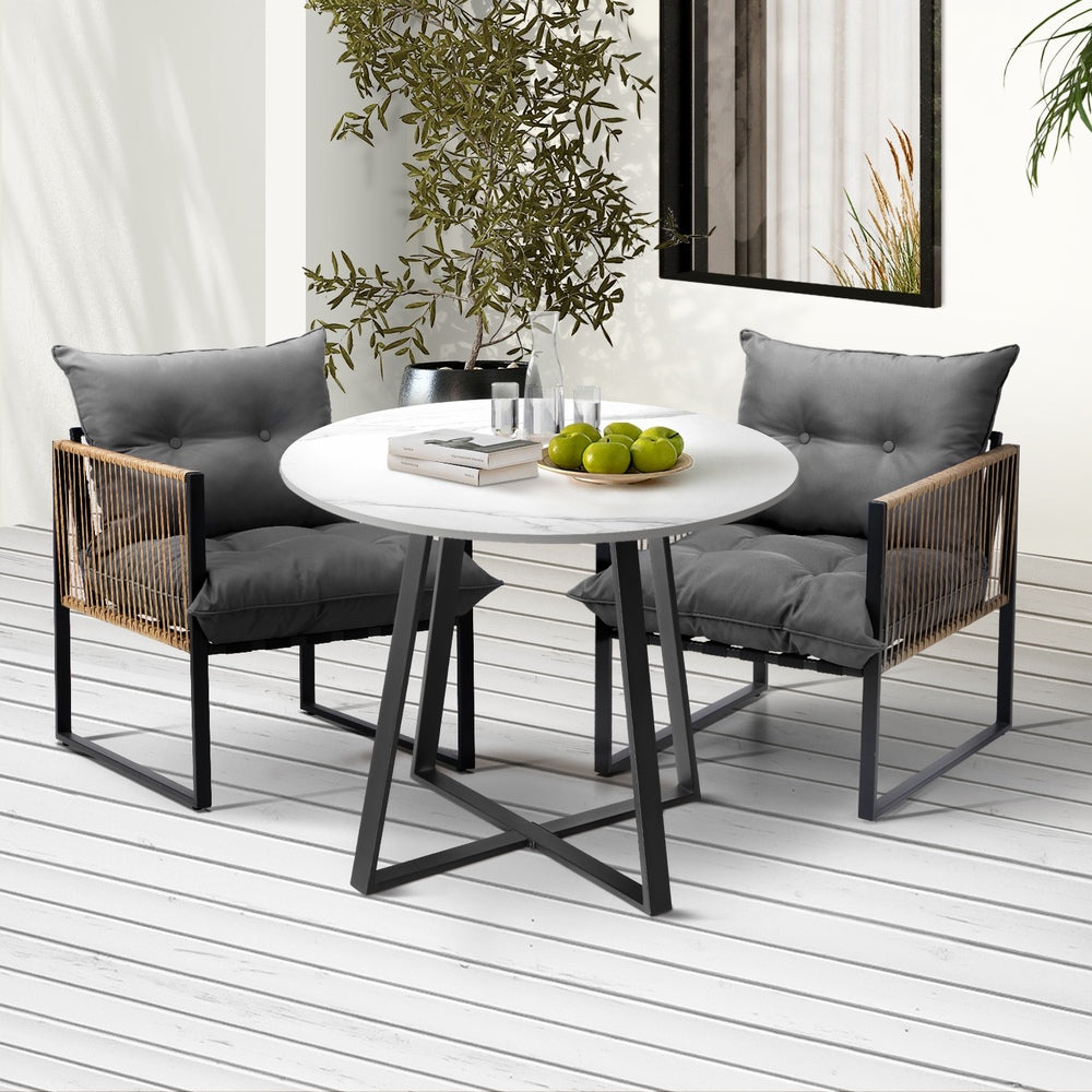 Livsip Outdoor Dining Set 2 Seater Sintered Stone Table-Outdoor Dining Sets-PEROZ Accessories