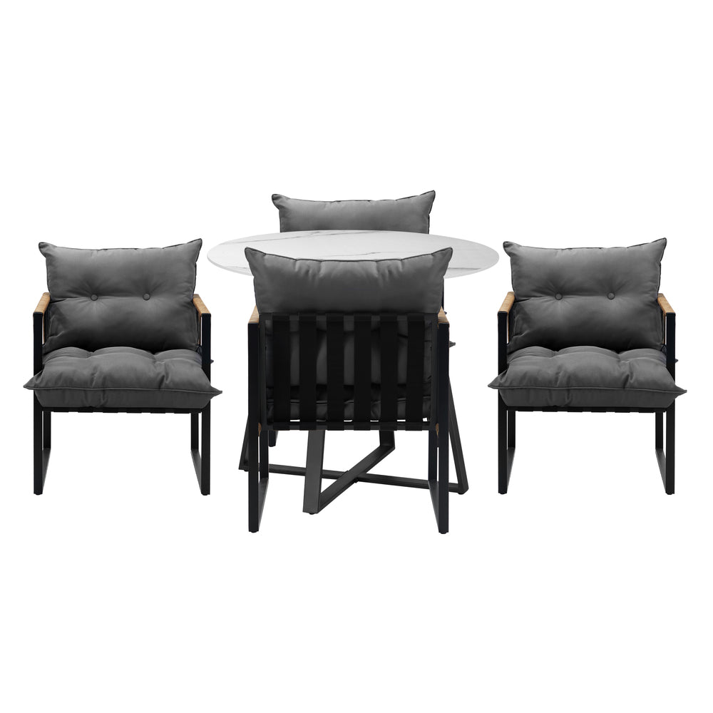 Livsip Outdoor Dining Set 4 Seater Sintered Stone Table-Outdoor Dining Sets-PEROZ Accessories