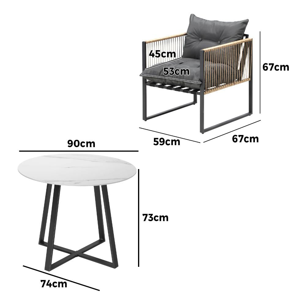 Livsip Outdoor Dining Set 4 Seater Sintered Stone Table-Outdoor Dining Sets-PEROZ Accessories