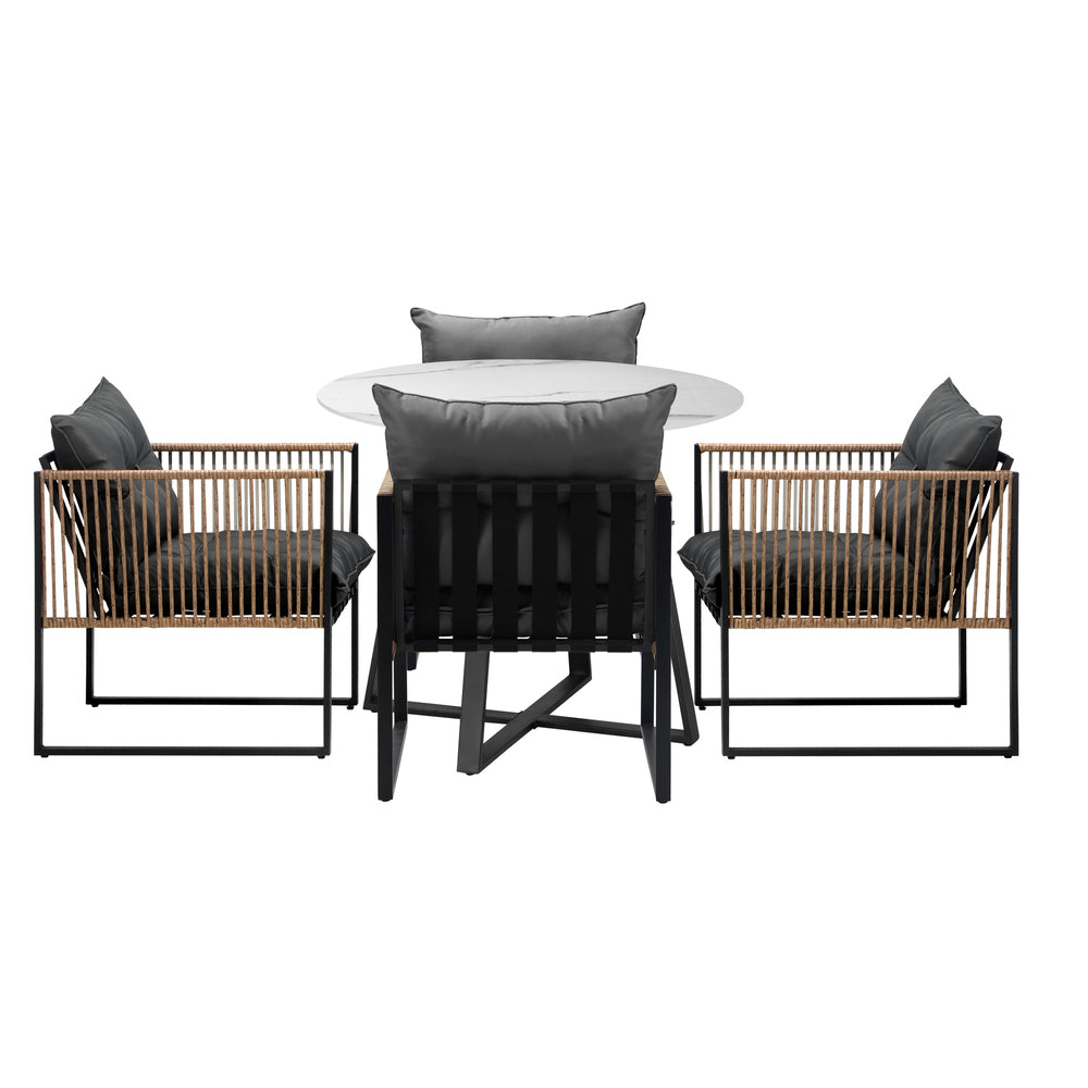 Livsip Outdoor Dining Set 4 Seater Sintered Stone Table-Outdoor Dining Sets-PEROZ Accessories