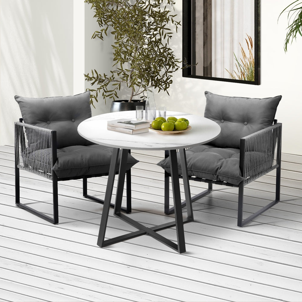 Livsip 3PCS Outdoor Dining Set Round Table and Chairs with Cushions-Outdoor Dining Set-PEROZ Accessories