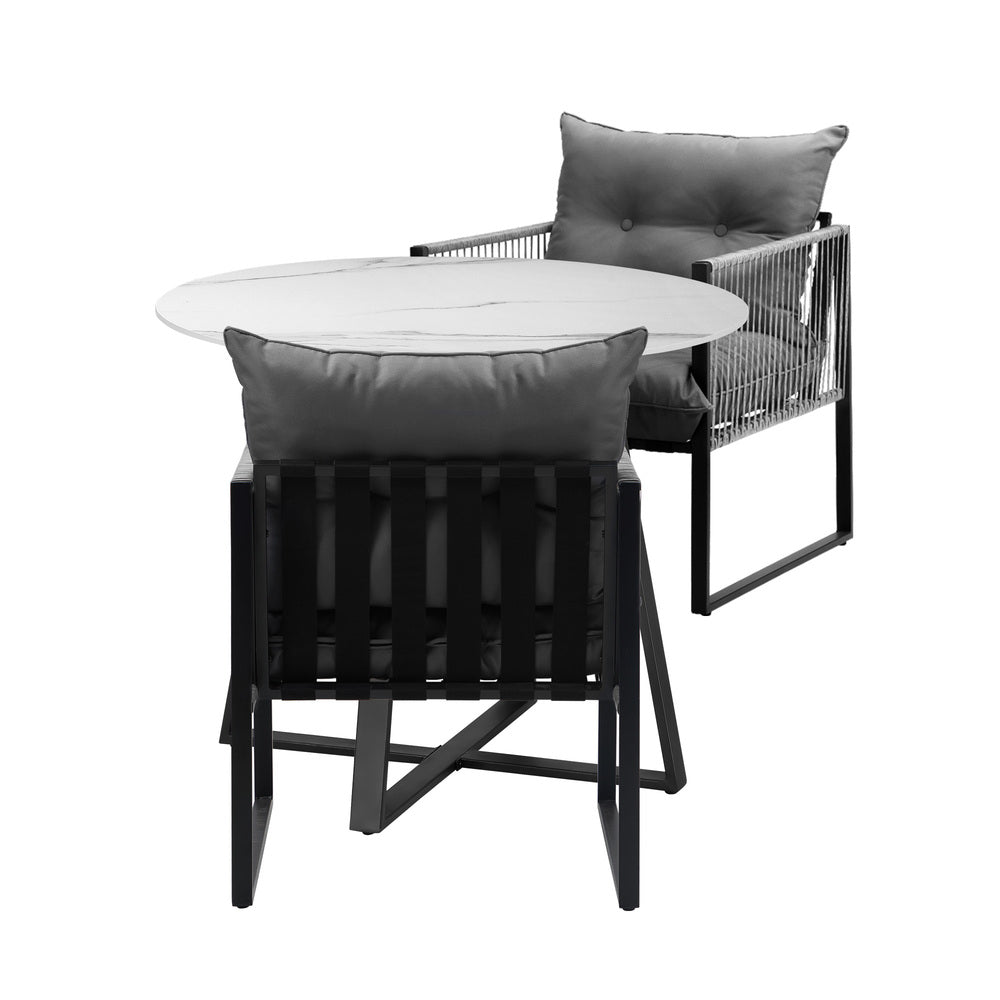 Livsip 3PCS Outdoor Dining Set Round Table and Chairs with Cushions-Outdoor Dining Set-PEROZ Accessories