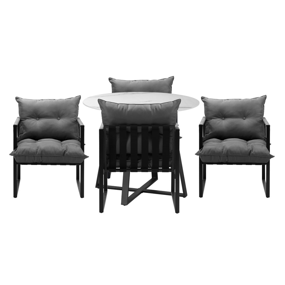 Livsip 5PCS Outdoor Dining Set Round Table and Chairs with Cushions-Outdoor Dining Set-PEROZ Accessories