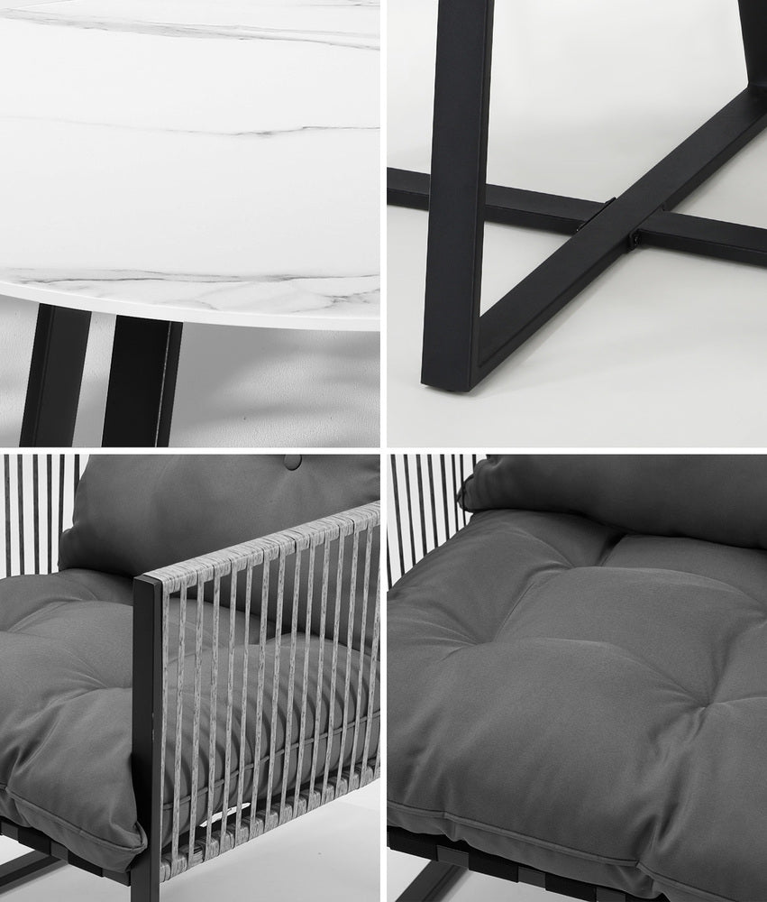 Livsip 5PCS Outdoor Dining Set Round Table and Chairs with Cushions-Outdoor Dining Set-PEROZ Accessories