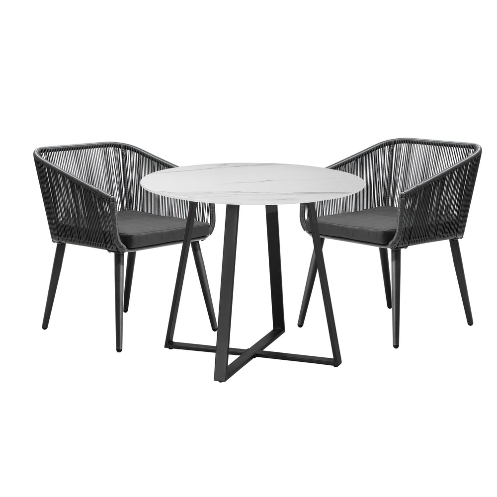 Livsip 3x Outdoor Dining Set Sintered Stone Table Bistro Set-Outdoor Dining Sets-PEROZ Accessories