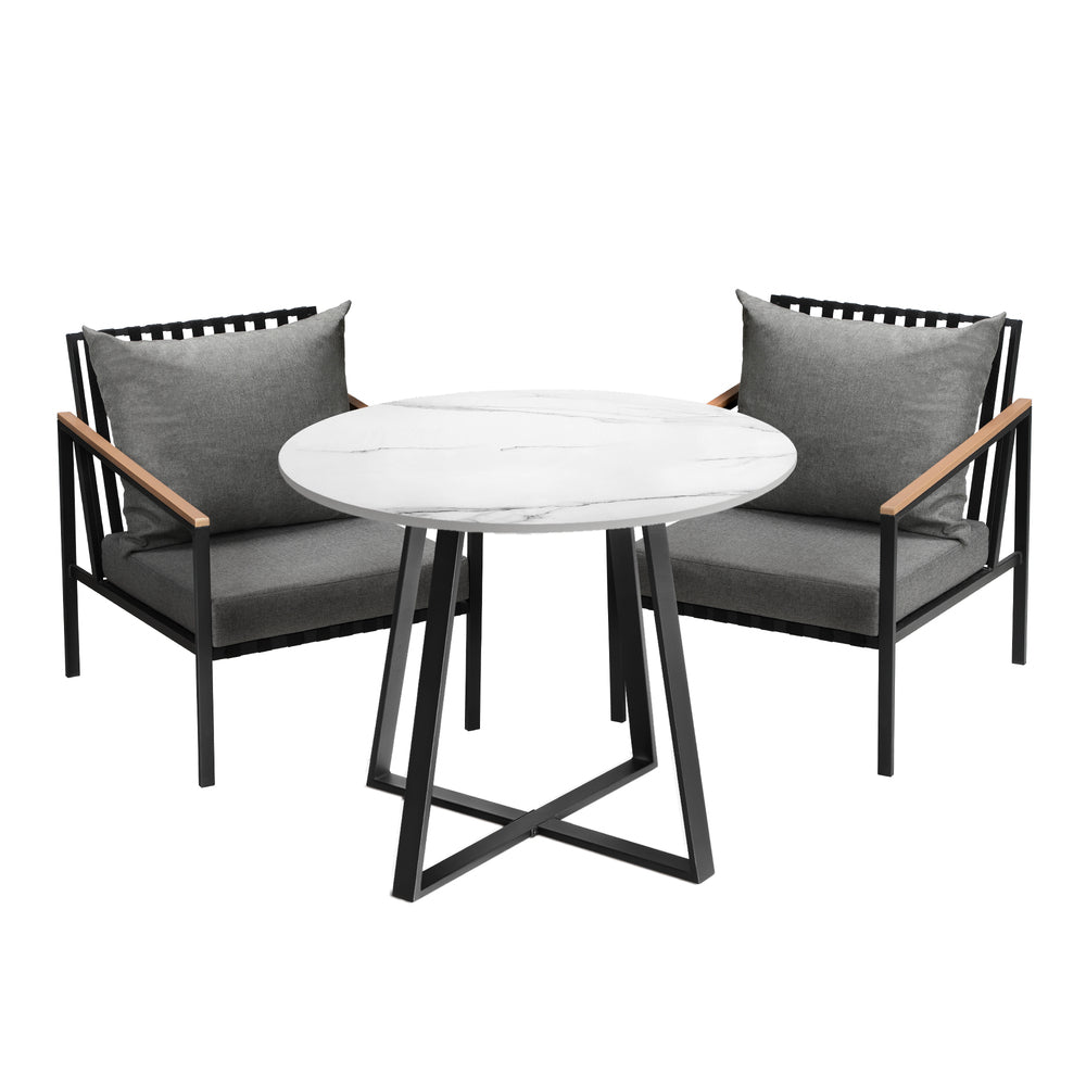 Livsip 3PCS Outdoor Dining Set Table&Sofa Chairs-Outdoor Dining Sets-PEROZ Accessories
