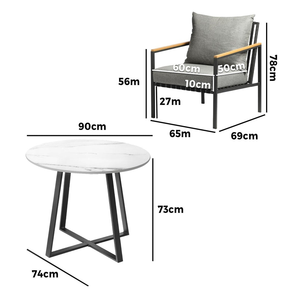 Livsip 3PCS Outdoor Dining Set Table&Sofa Chairs-Outdoor Dining Sets-PEROZ Accessories