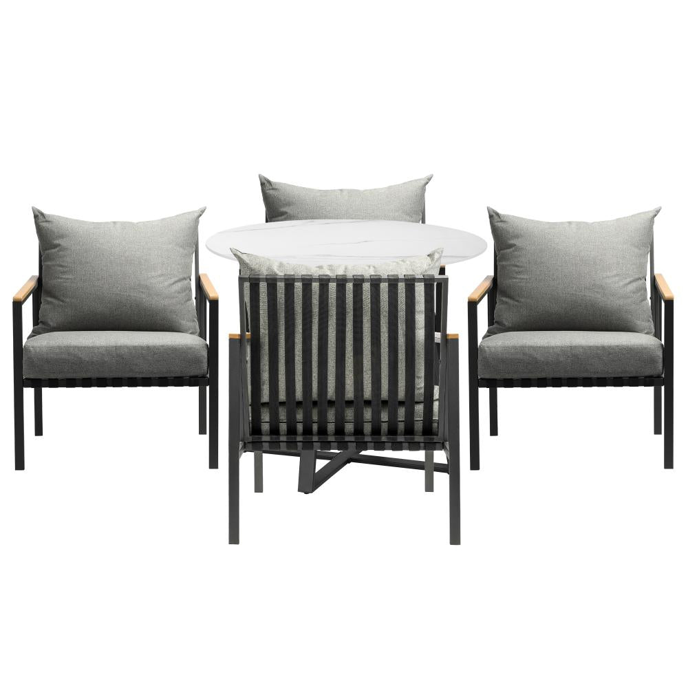 Livsip 5PCS Outdoor Dining Set Table&Sofa Chairs-Outdoor Dining Sets-PEROZ Accessories