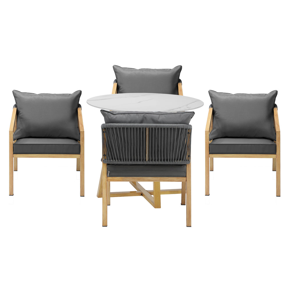 Livsip 5PCS Outdoor Dining Set 90cm Table&Lounge Chairs-Outdoor Dining Sets-PEROZ Accessories
