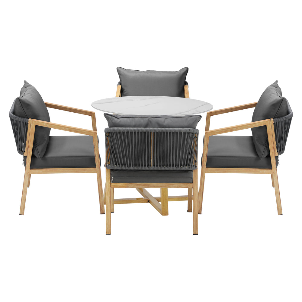Livsip 5PCS Outdoor Dining Set 90cm Table&Lounge Chairs-Outdoor Dining Sets-PEROZ Accessories