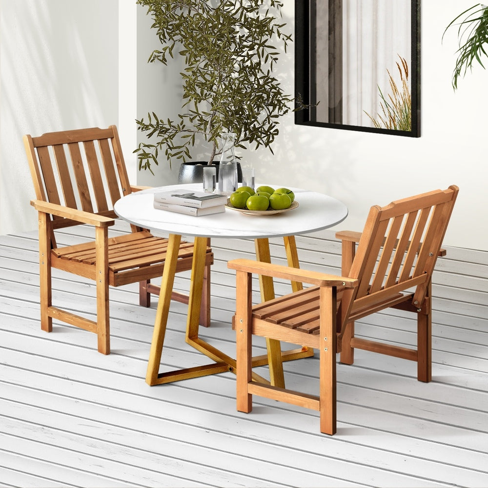 Livsip Outdoor Patio Set Solid Wood Chair&Table 3PC-Outdoor Dining Sets-PEROZ Accessories