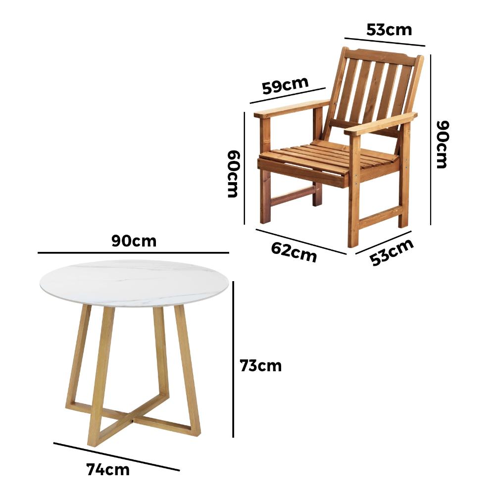 Livsip Outdoor Patio Set Solid Wood Chair&Table 3PC-Outdoor Dining Sets-PEROZ Accessories
