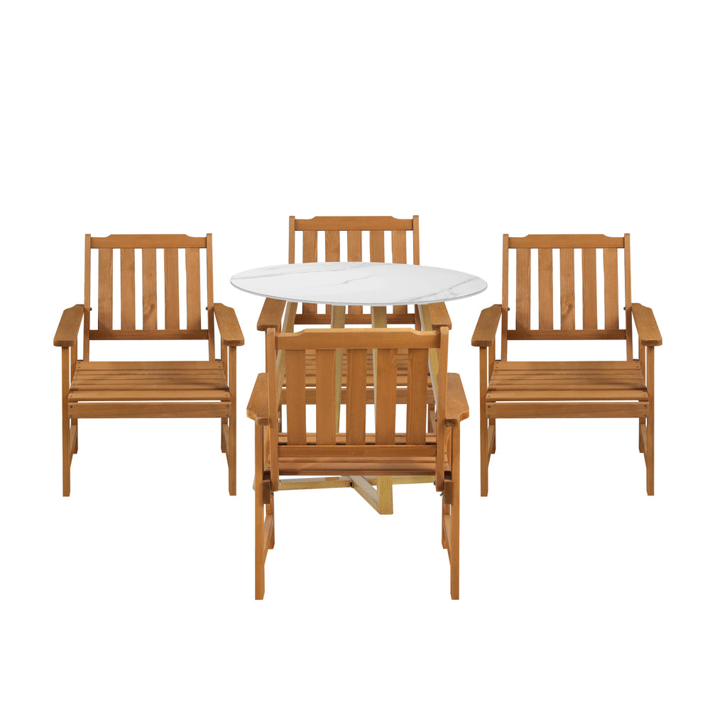 Livsip Outdoor Patio Set Solid Wood Chair&Table 5PC-Outdoor Dining Sets-PEROZ Accessories