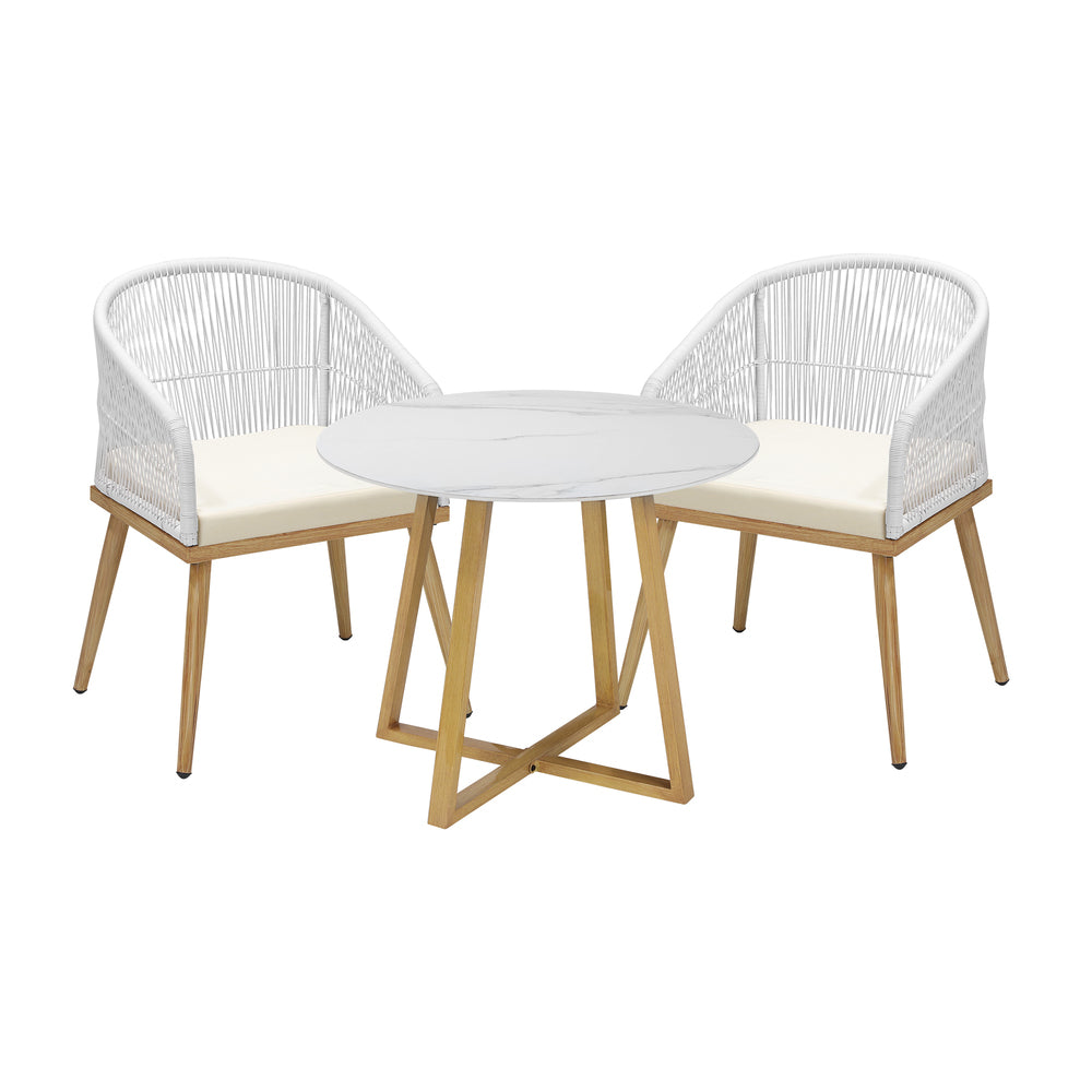 Livsip 3 Piece Outdoor Dining Set Table&Lounge Chairs-Outdoor Dining Sets-PEROZ Accessories