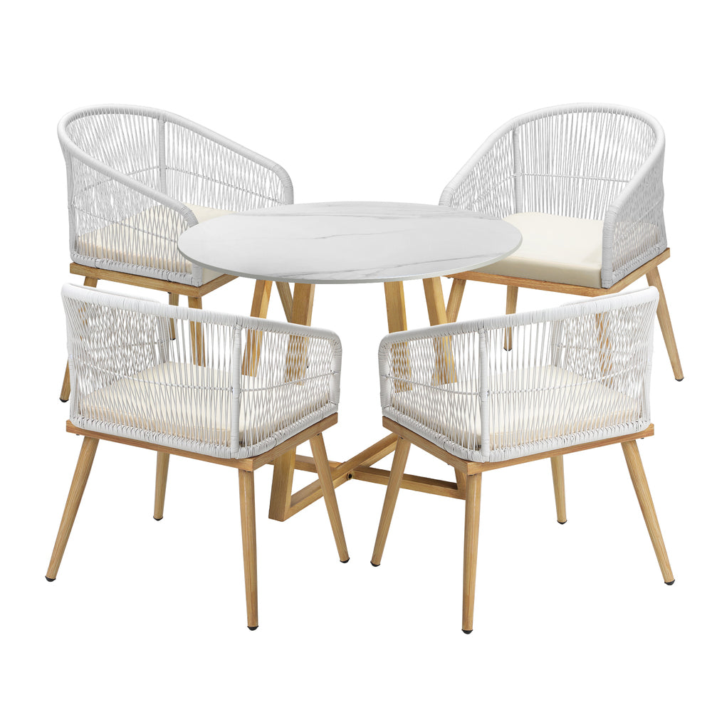 Livsip 5 Piece Outdoor Dining Set Table&Lounge Chairs for Patio-Outdoor Dining Sets-PEROZ Accessories