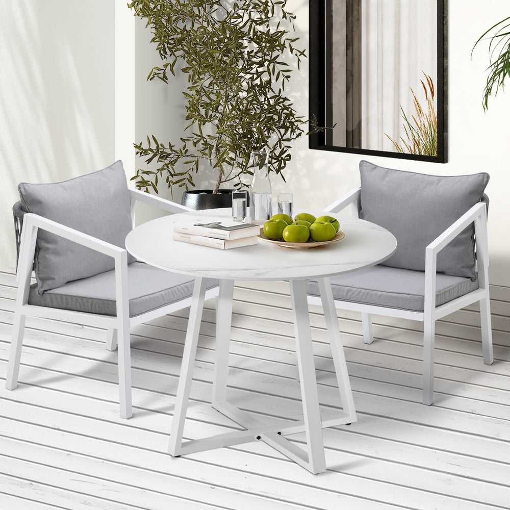 Livsip Outdoor Dining Set Bistro Setting 3PCS White-Outdoor Dining Set-PEROZ Accessories