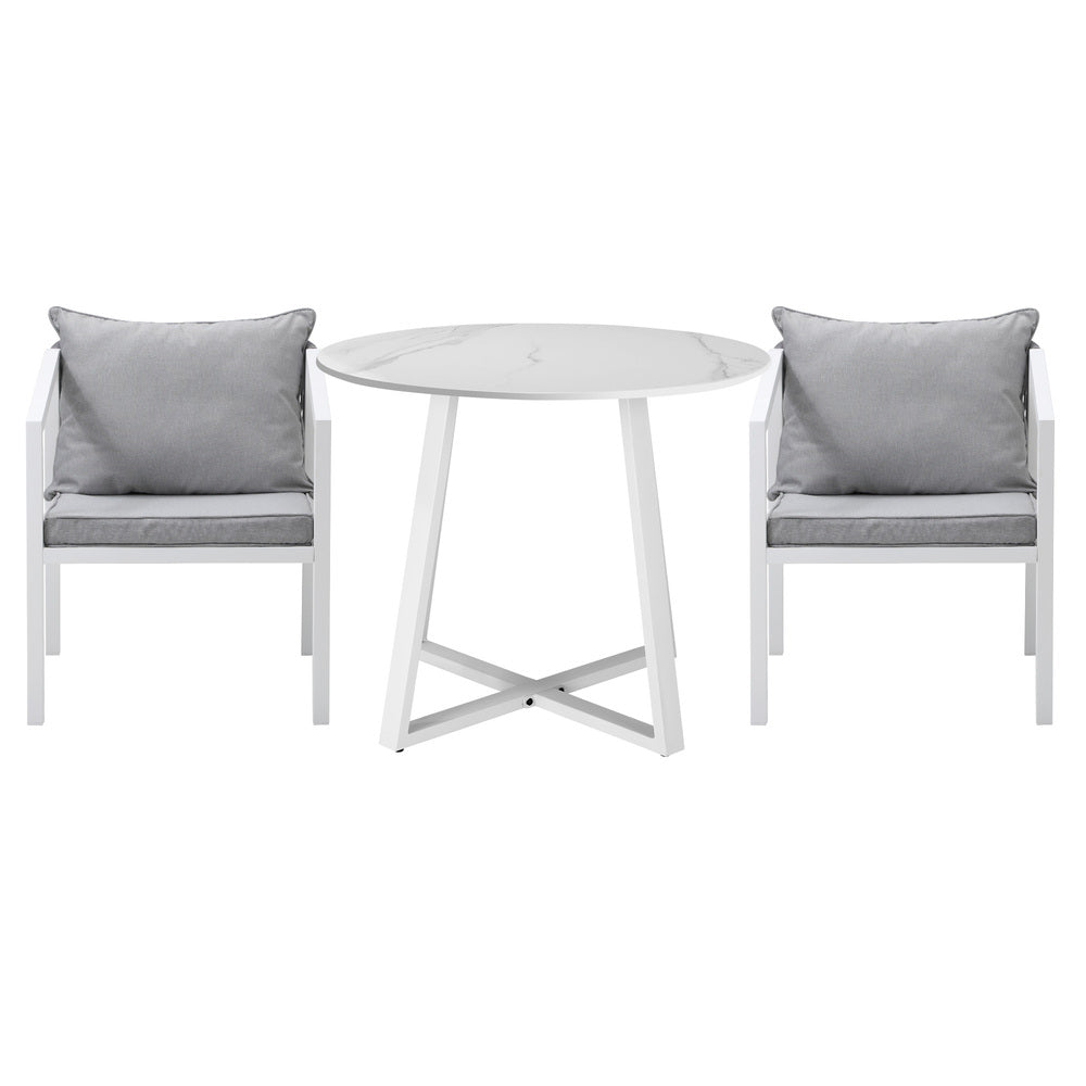Livsip Outdoor Dining Set Bistro Setting 3PCS White-Outdoor Dining Set-PEROZ Accessories