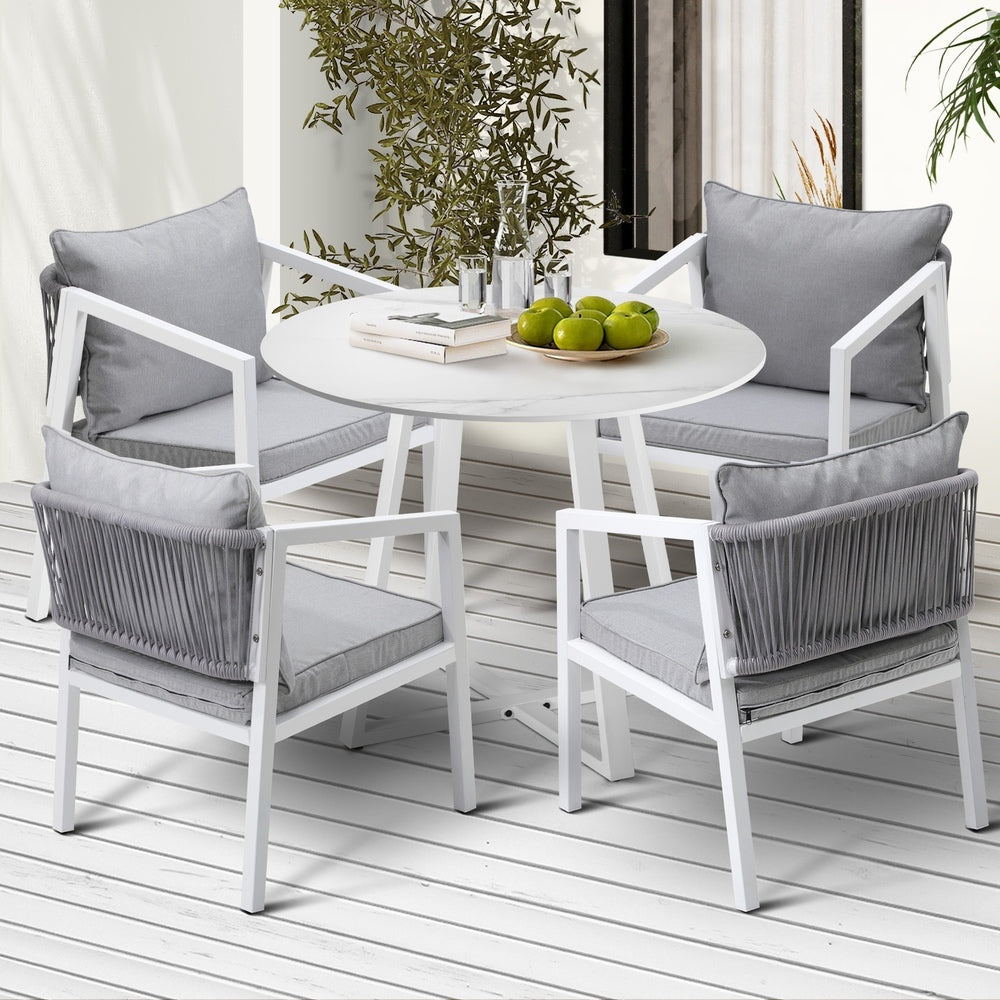 Livsip Outdoor Dining Set Bistro Setting 5PCS White-Outdoor Dining Set-PEROZ Accessories