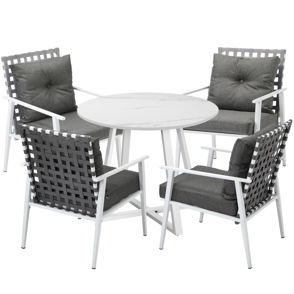 Livsip Outdoor Dining Set 5PCS Round Table Rattan Chair-Outdoor Dining Set-PEROZ Accessories