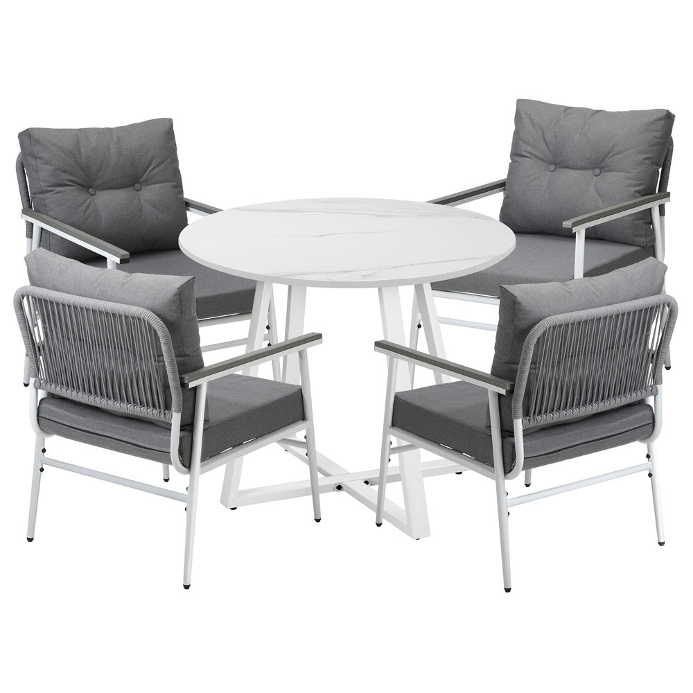 Livsip Outdoor Dining Set Patio Setting 4 Seater Round Table-Outdoor Dining Set-PEROZ Accessories