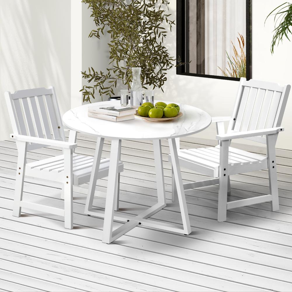 Livsip 3PCS Outdoor Dining Set Table&Solid Wood Chair-Outdoor Dining Sets-PEROZ Accessories