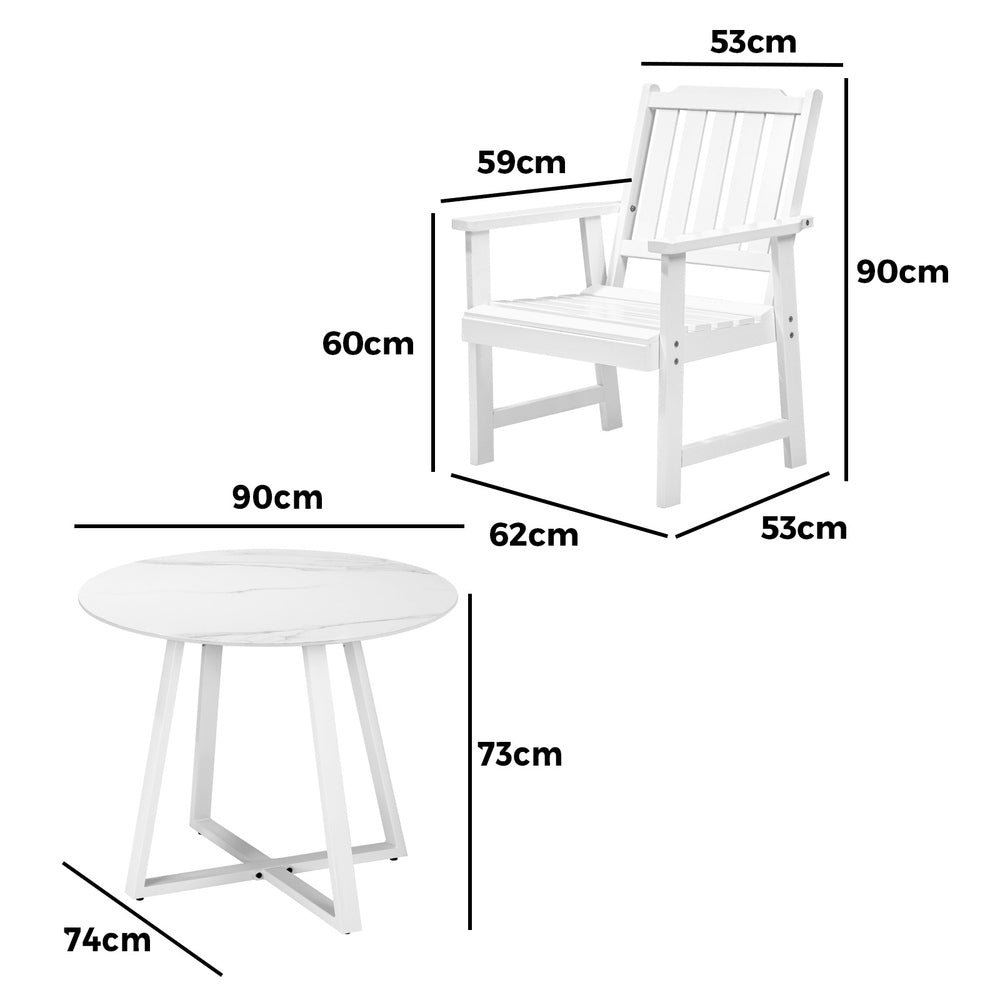 Livsip 3PCS Outdoor Dining Set Table&Solid Wood Chair-Outdoor Dining Sets-PEROZ Accessories
