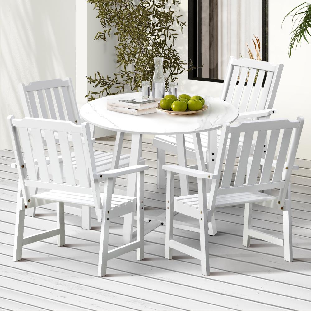Livsip 5PCS Outdoor Dining Set Table&Solid Wood Chair-Outdoor Dining Sets-PEROZ Accessories