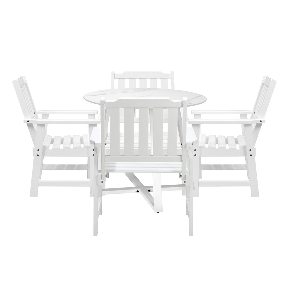 Livsip 5PCS Outdoor Dining Set Table&Solid Wood Chair-Outdoor Dining Sets-PEROZ Accessories