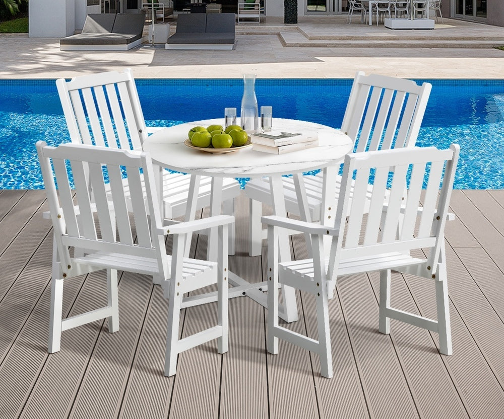 Livsip 5PCS Outdoor Dining Set Table&Solid Wood Chair-Outdoor Dining Sets-PEROZ Accessories