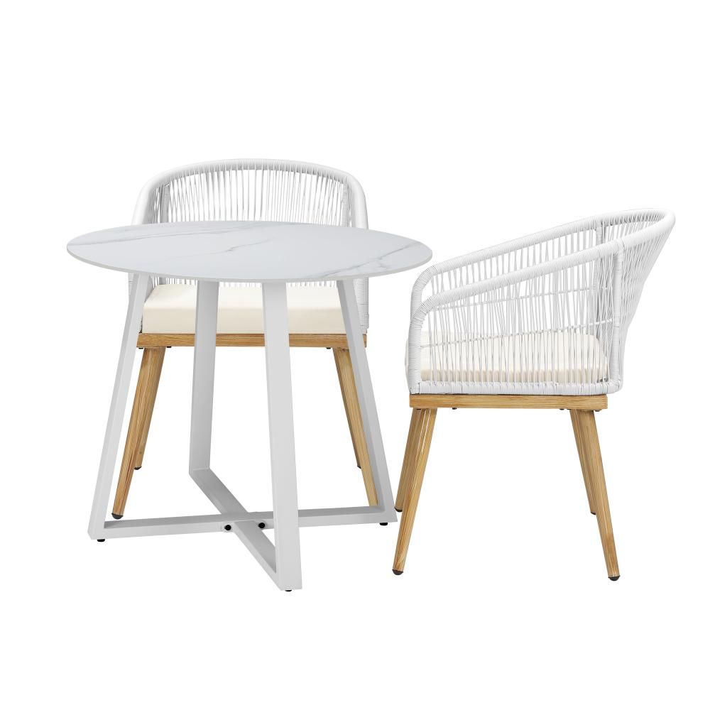 Livsip 3PCS Outdoor Dining Setting Table and Chairs Patio Furniture Bistro Set-Outdoor Dining Sets-PEROZ Accessories