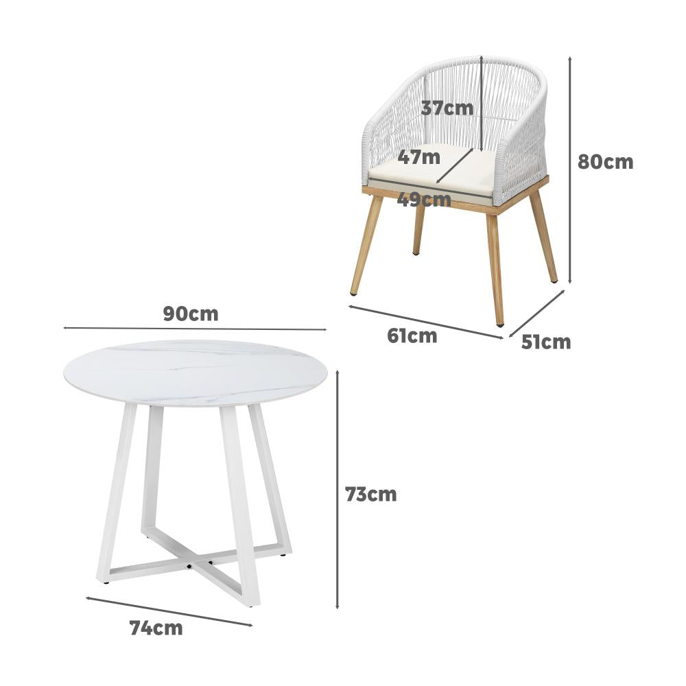Livsip 3PCS Outdoor Dining Setting Table and Chairs Patio Furniture Bistro Set-Outdoor Dining Sets-PEROZ Accessories