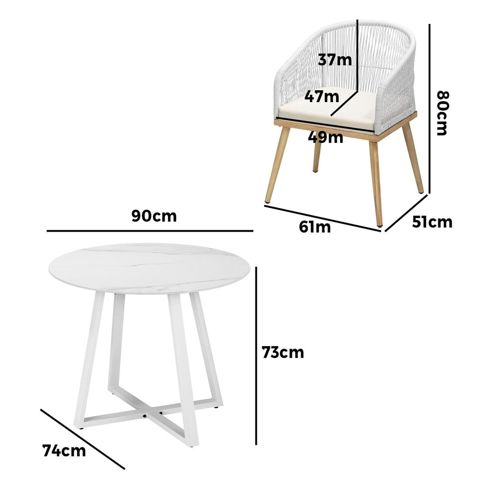 Livsip 3PCS Outdoor Dining Setting Table and Chairs Patio Furniture Bistro Set-Outdoor Dining Sets-PEROZ Accessories
