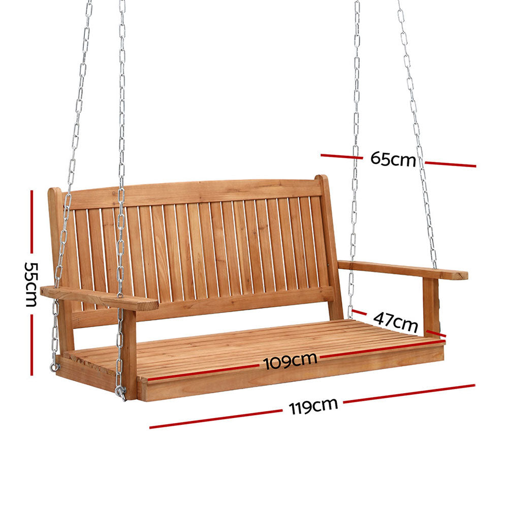 Gardeon Porch Swing Chair With Chain Outdoor Furniture Wooden Bench 2 Seater-Furniture > Outdoor > Outdoor Chairs-PEROZ Accessories