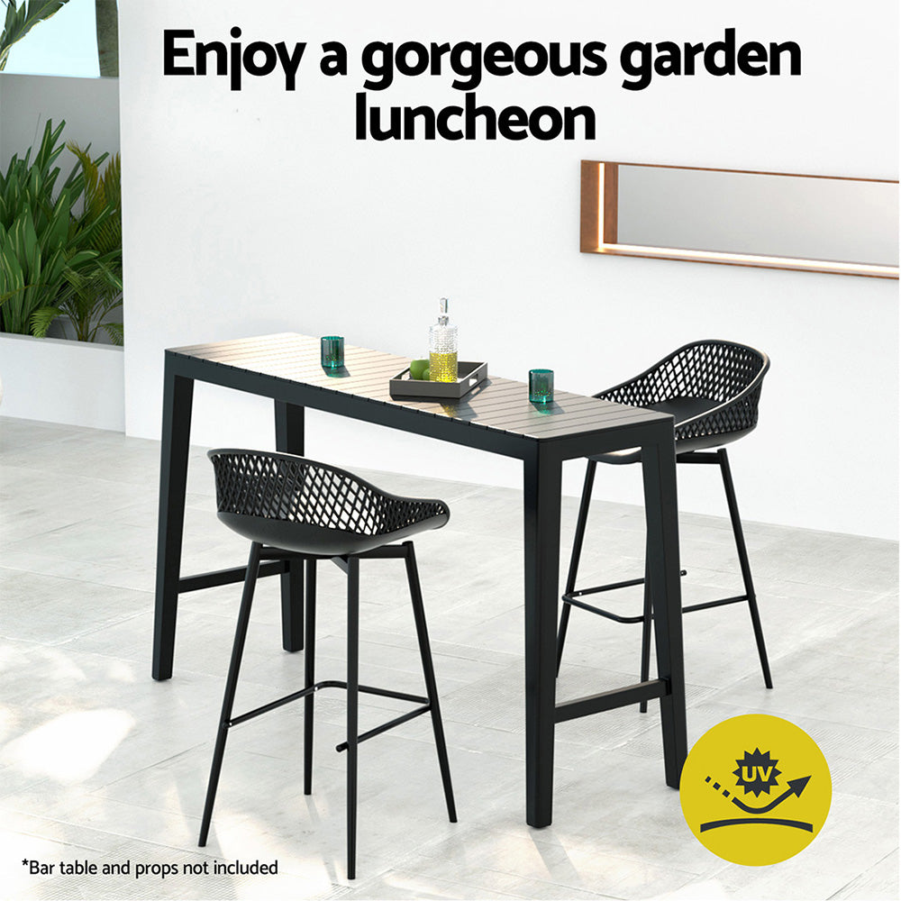 Gardeon 2PC Outdoor Bar Stools Plastic Metal Dining Chair Patio Furniture Garden-Furniture > Outdoor-PEROZ Accessories
