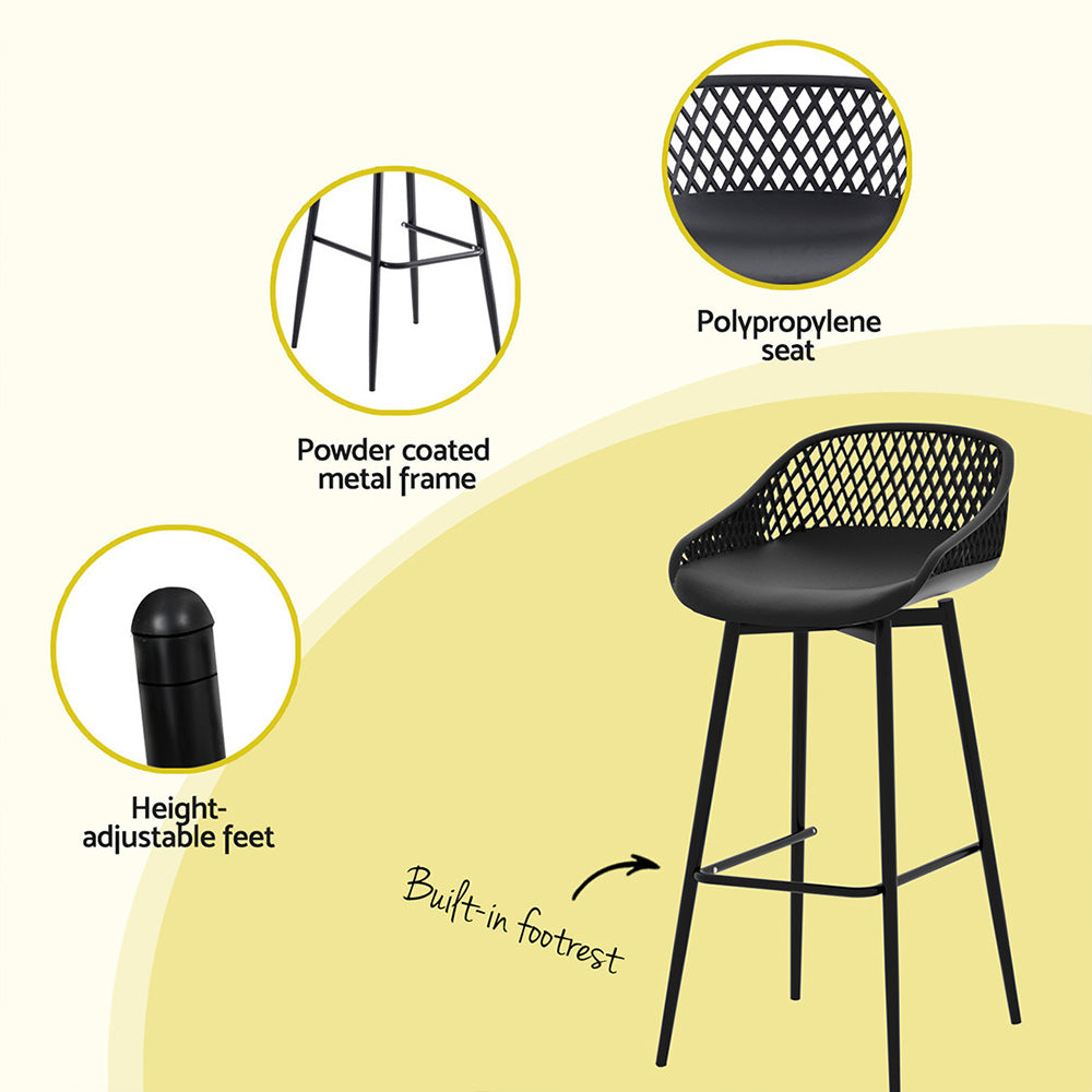 Gardeon 2PC Outdoor Bar Stools Plastic Metal Dining Chair Patio Furniture Garden-Furniture > Outdoor-PEROZ Accessories