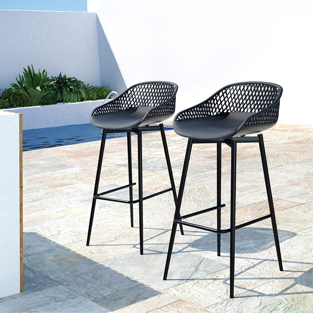 Gardeon 2PC Outdoor Bar Stools Plastic Metal Dining Chair Patio Furniture Garden-Furniture > Outdoor-PEROZ Accessories