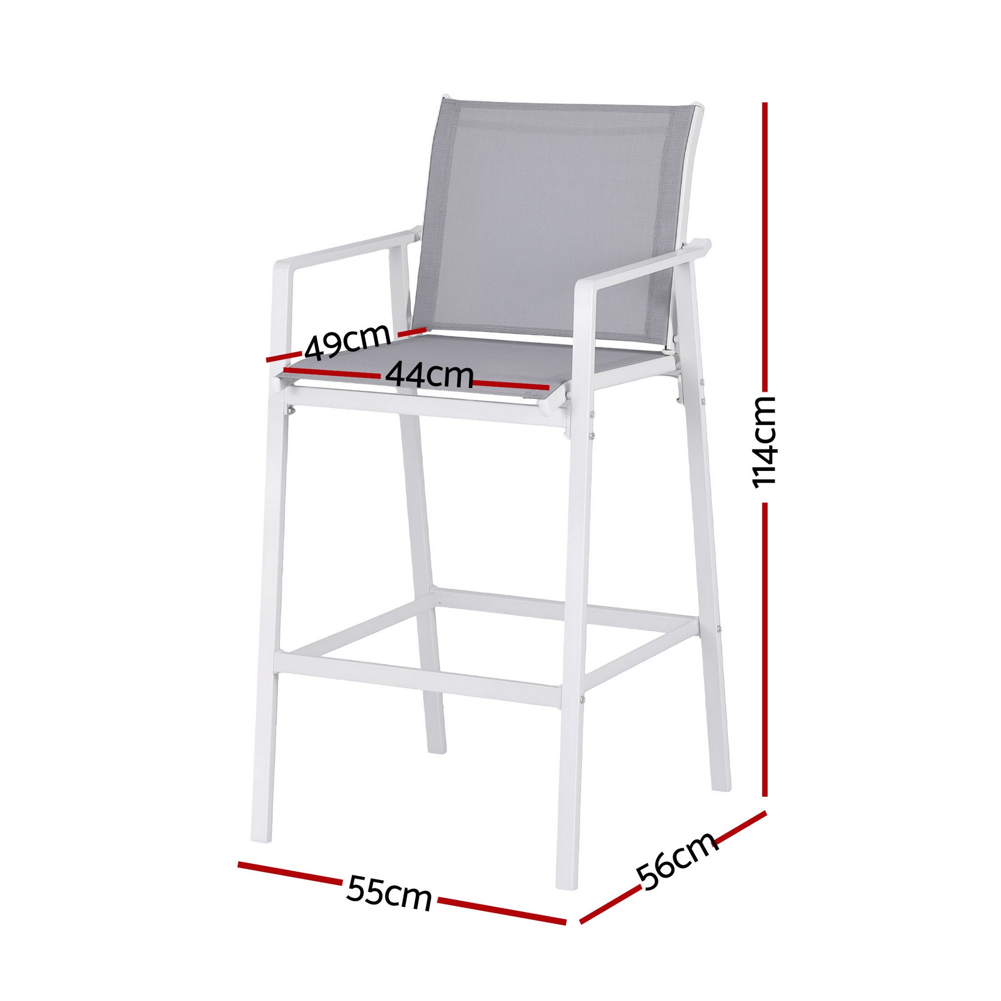Gardeon 2PC Outdoor Bar Stools Dining Chairs Patio Furniture Garden Steel Textilene White-Furniture > Bar Stools & Chairs > Table & Bar Stools-PEROZ Accessories