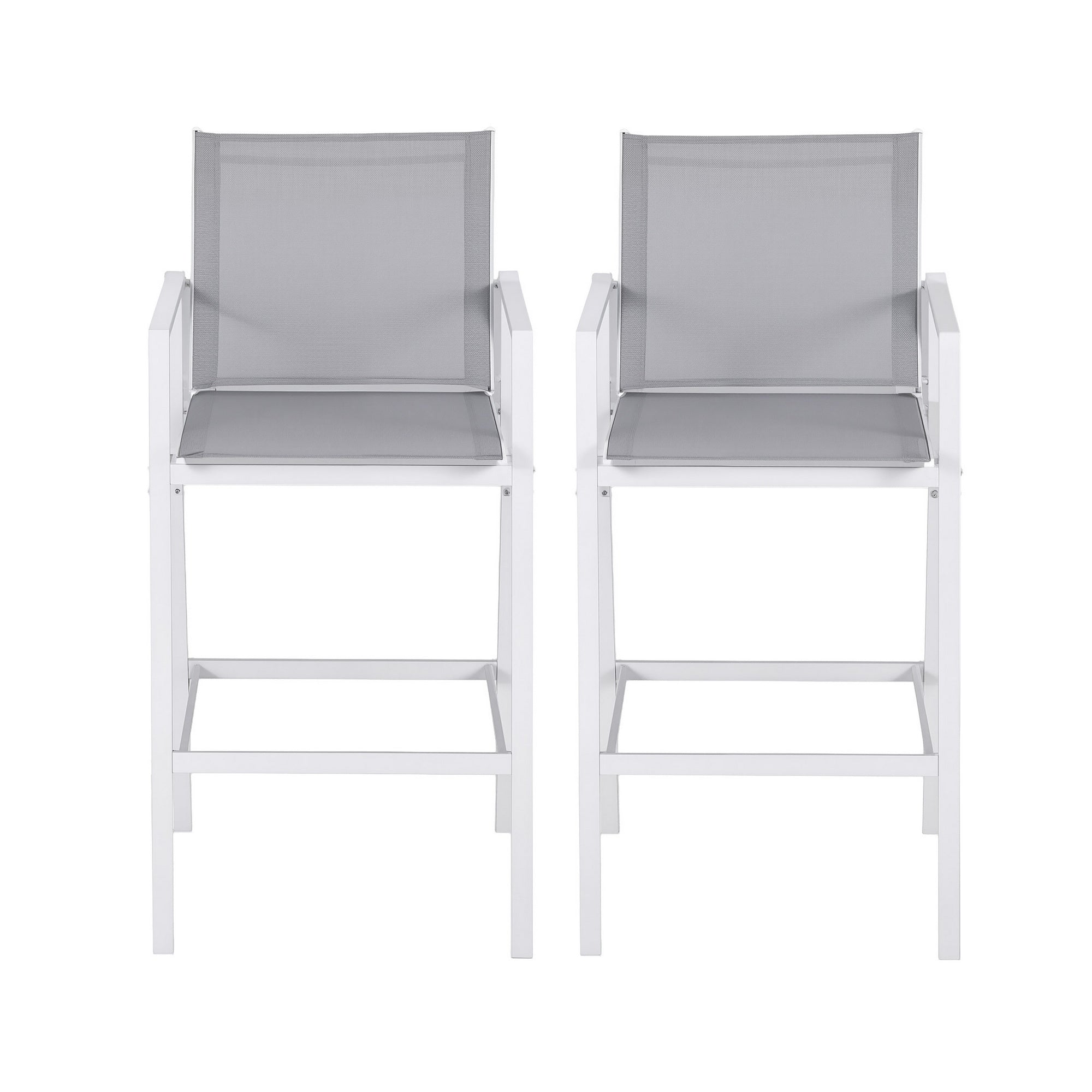 Gardeon 2PC Outdoor Bar Stools Dining Chairs Patio Furniture Garden Steel Textilene White-Furniture > Bar Stools & Chairs > Table & Bar Stools-PEROZ Accessories