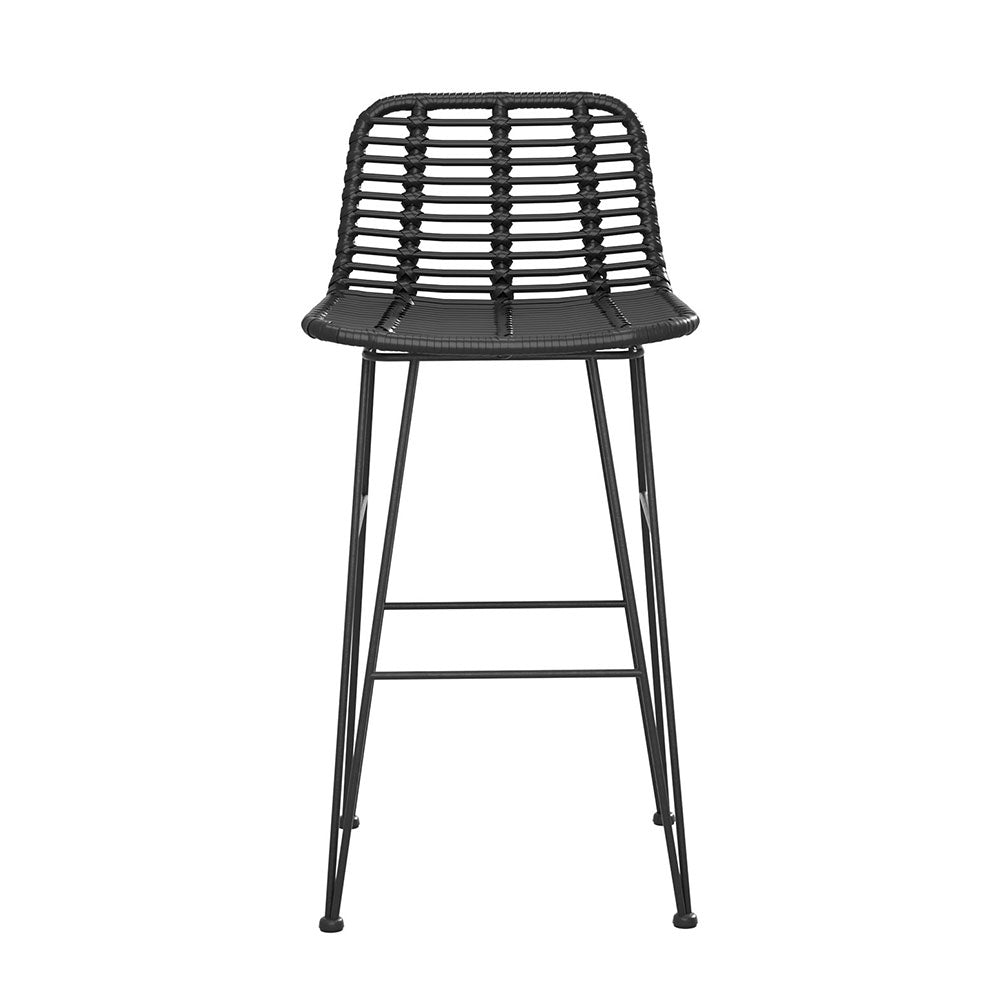 Gardeon 2 Piece Outdoor Bar Stools Wicker Dining Rattan Chair Black-Furniture > Bar Stools & Chairs > Table & Bar Stools-PEROZ Accessories