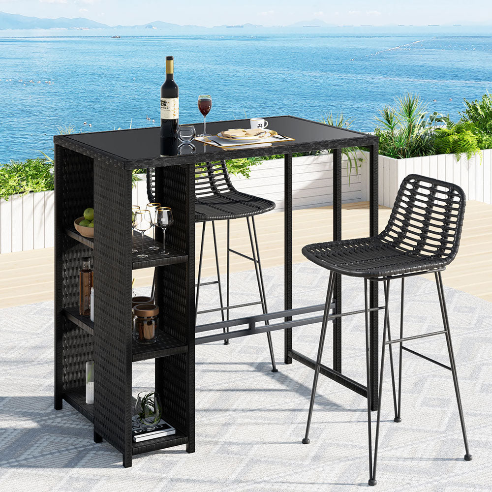 Gardeon Outdoor Bar Set Patio Furniture Dining Chairs Table and Chairs Wicker-Furniture > Outdoor > Outdoor Dining Sets-PEROZ Accessories