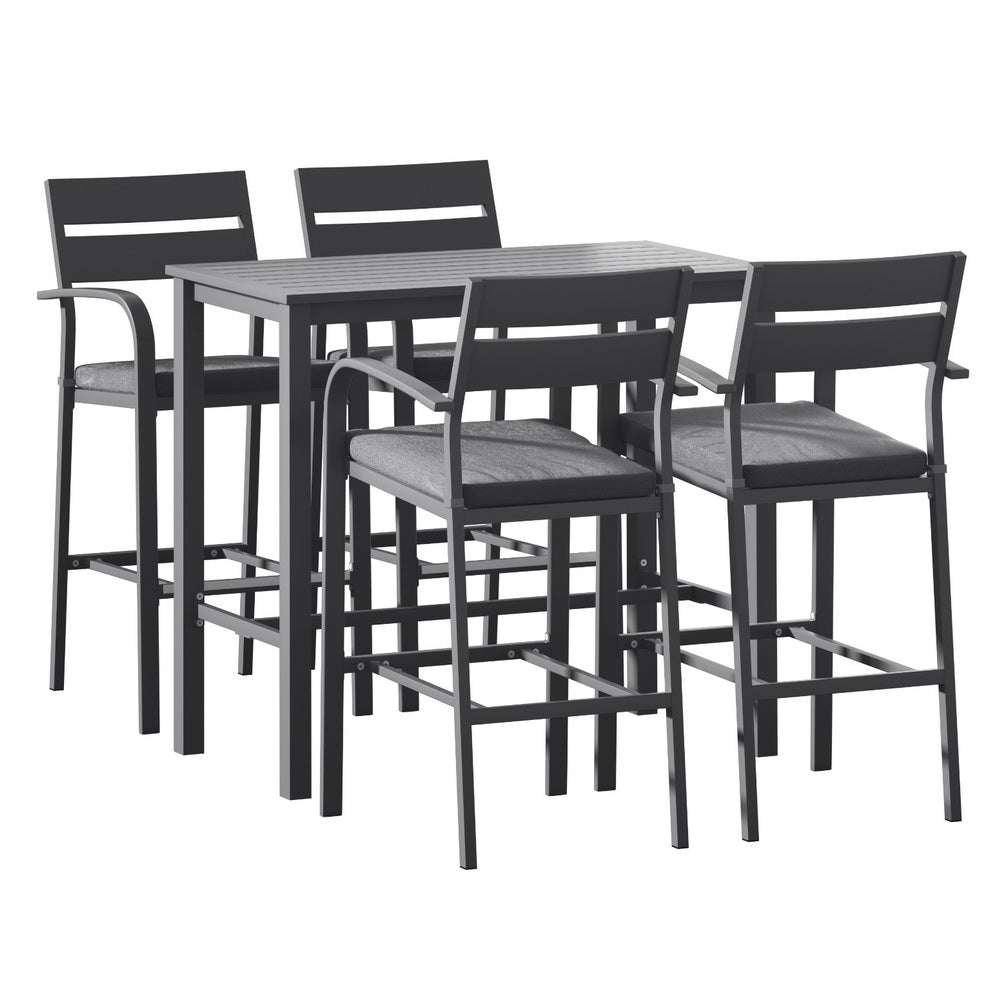 Gardeon Outdoor Bar Set 5-Piece Patio Dining Chairs Aluminium Table Stools-Furniture > Outdoor > Outdoor Dining Sets-PEROZ Accessories