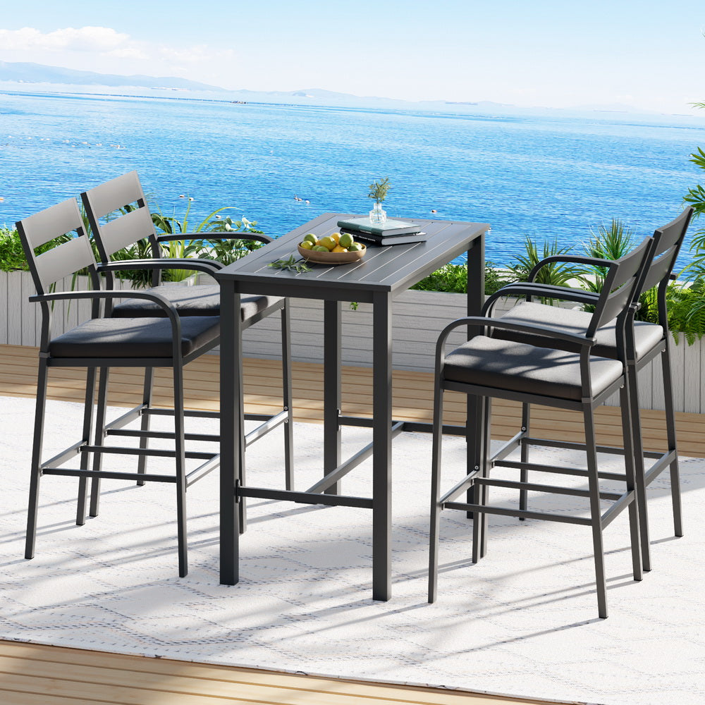 Gardeon Outdoor Bar Set 5-Piece Patio Dining Chairs Aluminium Table Stools-Furniture > Outdoor > Outdoor Dining Sets-PEROZ Accessories