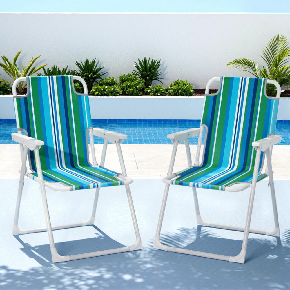 Gardeon Outdoor Chairs Folding Camping Chair Steel Portable Patio Furniture-Furniture > Outdoor > Outdoor Chairs-PEROZ Accessories