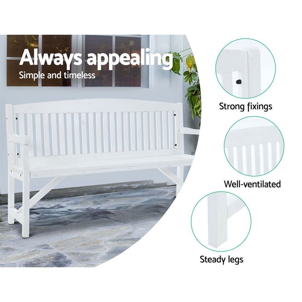 Gardeon 5FT Outdoor Garden Bench Wooden 3 Seat Chair Patio Furniture White-Outdoor Benches-PEROZ Accessories