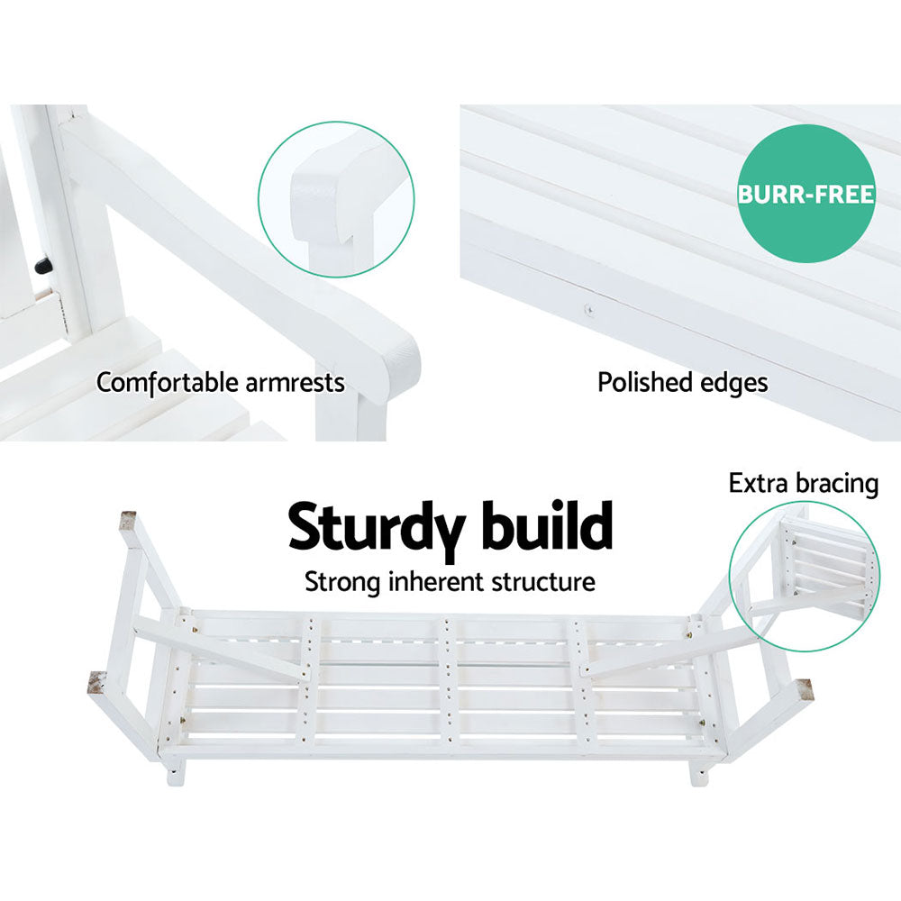 Gardeon 5FT Outdoor Garden Bench Wooden 3 Seat Chair Patio Furniture White-Outdoor Benches-PEROZ Accessories
