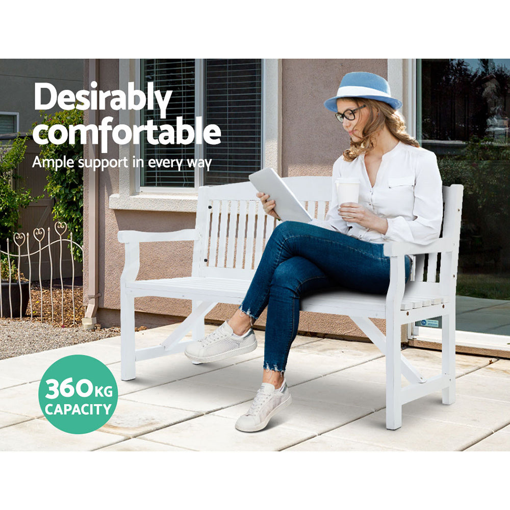 Gardeon 5FT Outdoor Garden Bench Wooden 3 Seat Chair Patio Furniture White-Outdoor Benches-PEROZ Accessories