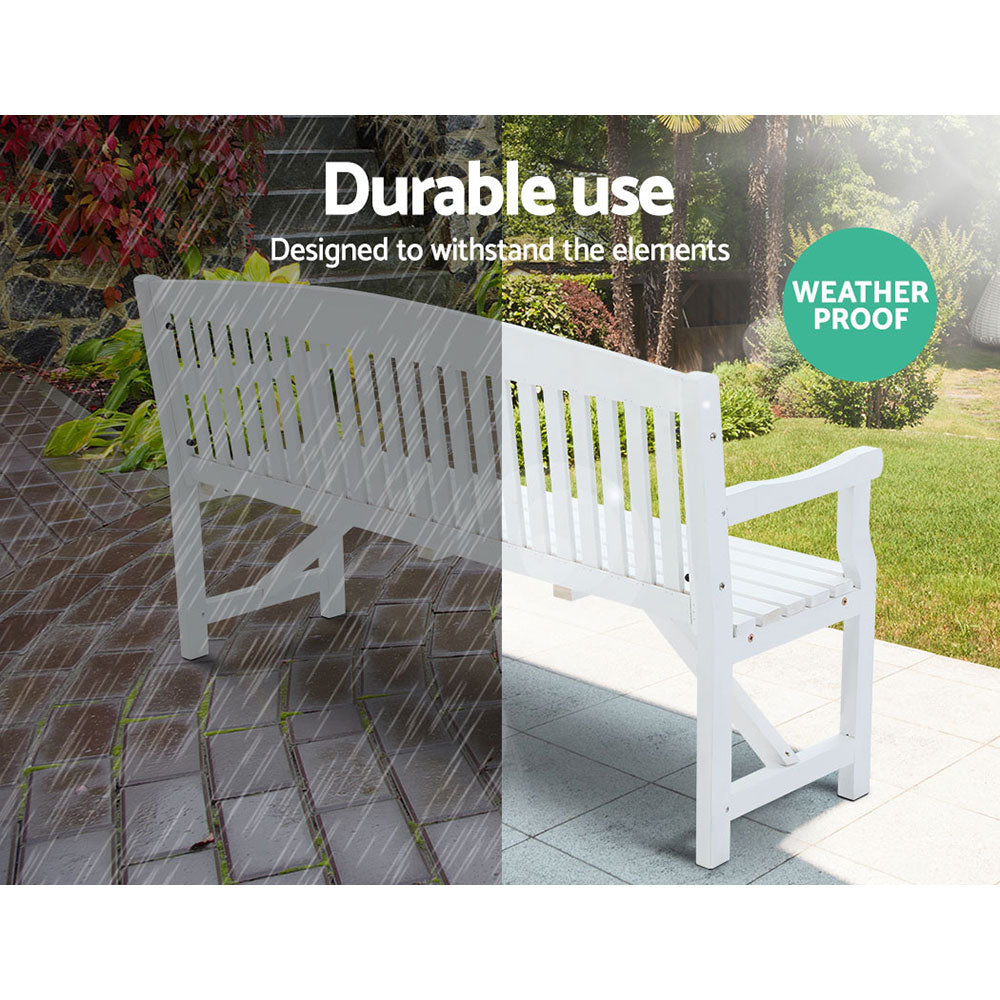 Gardeon 5FT Outdoor Garden Bench Wooden 3 Seat Chair Patio Furniture White-Outdoor Benches-PEROZ Accessories