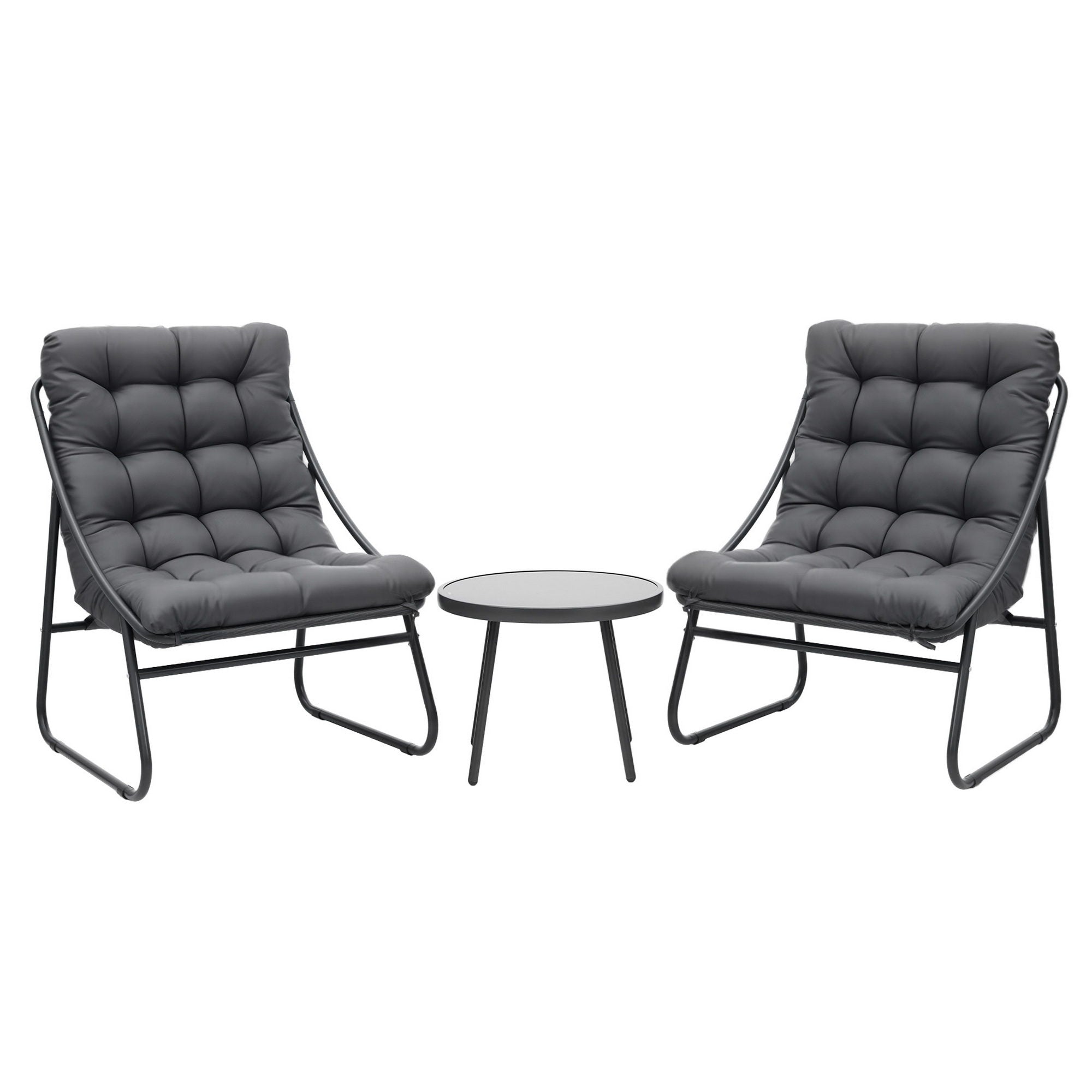 Gardeon 3PC Outdoor Bistro Set Patio Furniture Table and Chairs Steel Dining Chair-Furniture > Outdoor > Outdoor Dining Sets-PEROZ Accessories