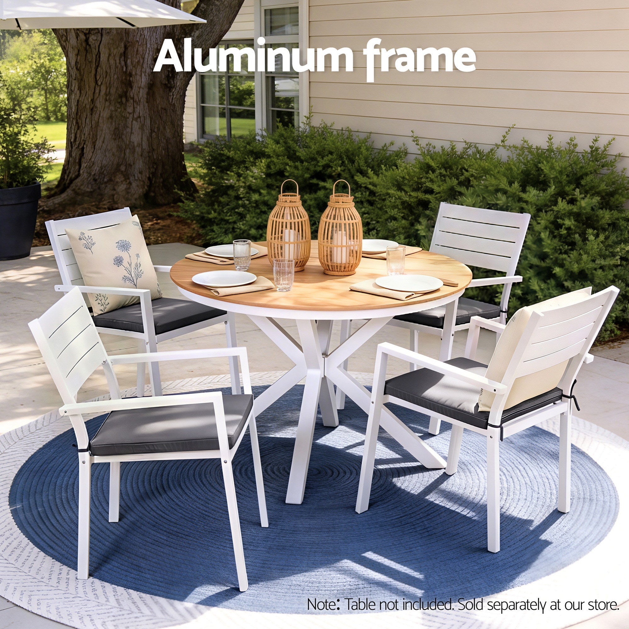 Gardeon 4PC Outdoor Dining Chairs Stackable Aluminum Lounge Chair Patio Furniture-Furniture > Outdoor > Outdoor Chairs-PEROZ Accessories